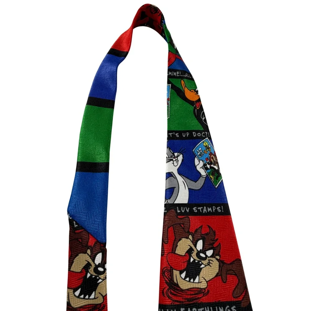 1997 Looney Tunes USPS Stamp Collection Tie Bugs Bunny Taz Marvin Duck REAR PULL